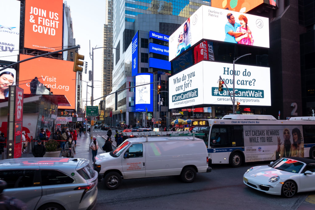Portraits of Care ad in Times Square