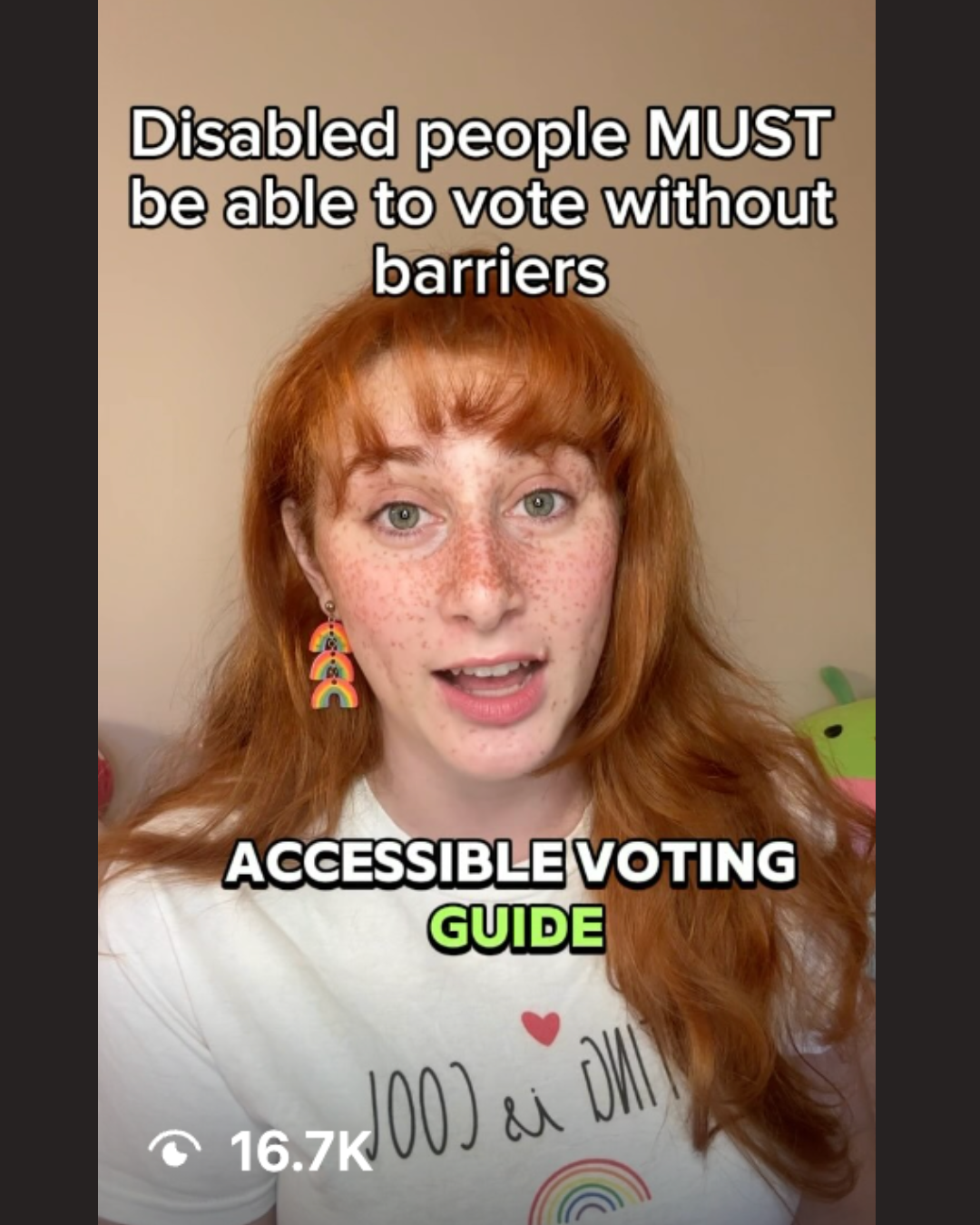 A screenshot of a Instagram reel of a woman advocating for voting rights.