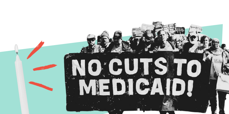 Graphic with the text that says, “60-hour Protect Medicaid Vigil at the national mall, begins July 23 and ends July 26